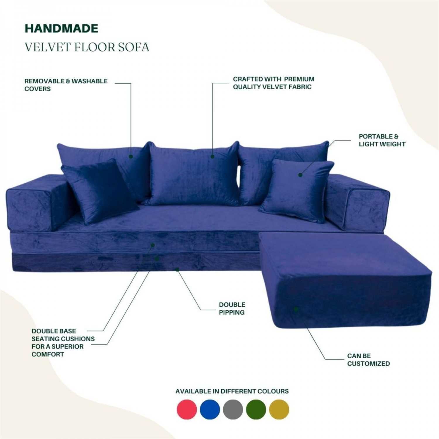 PLUSH Velvet Double Base Combo Floor Sofa Set