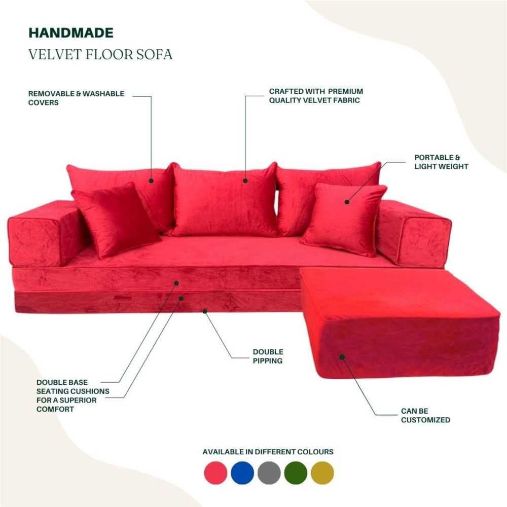 PLUSH Velvet Double Base Combo Floor Sofa Set