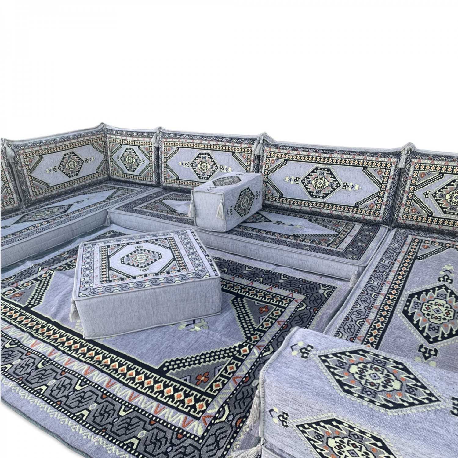 PALACE Grey 16-Piece Modular U-Shaped Floor Sofa Set