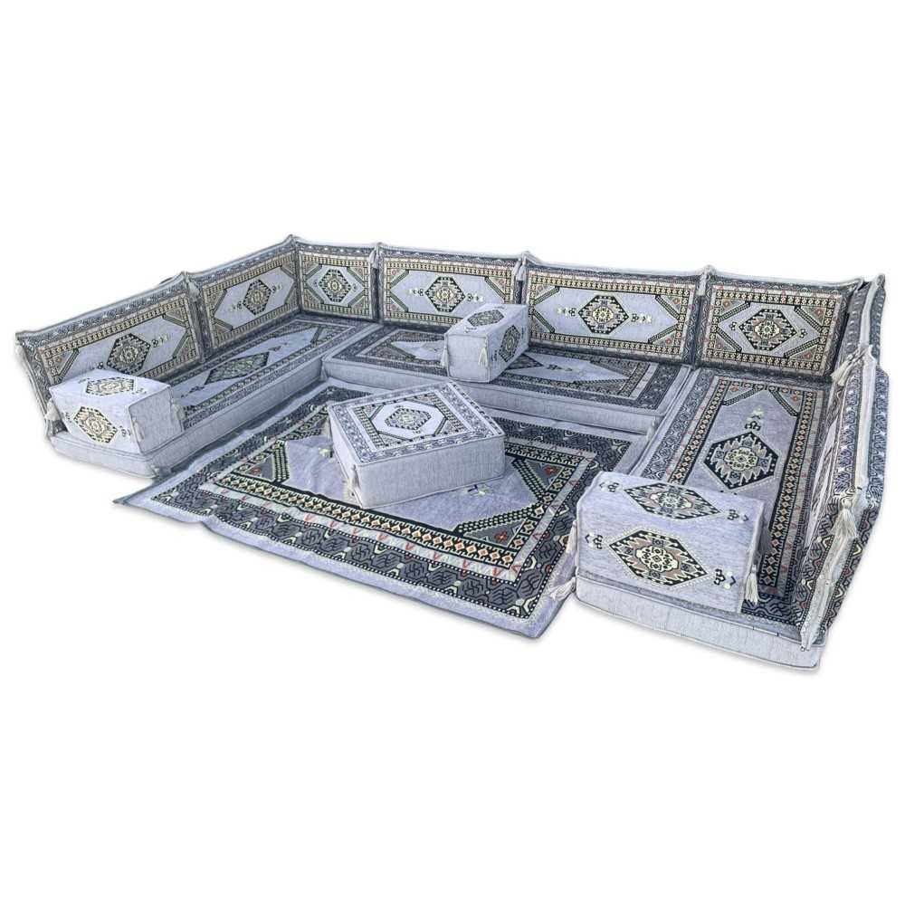 PALACE Grey 16-Piece Modular U-Shaped Floor Sofa Set