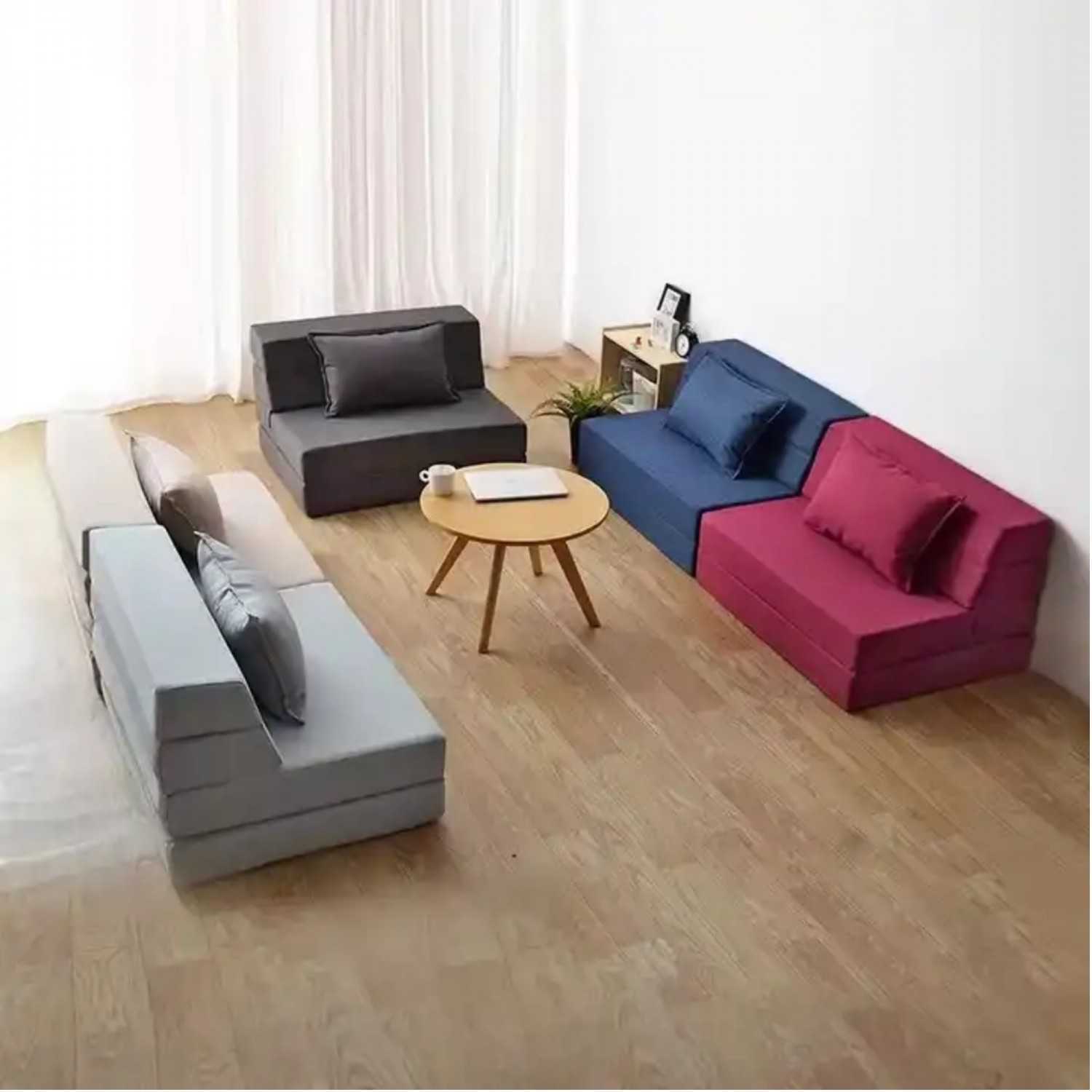 Boho Haven Foldable Foam-Filled Floor Sofa Bed