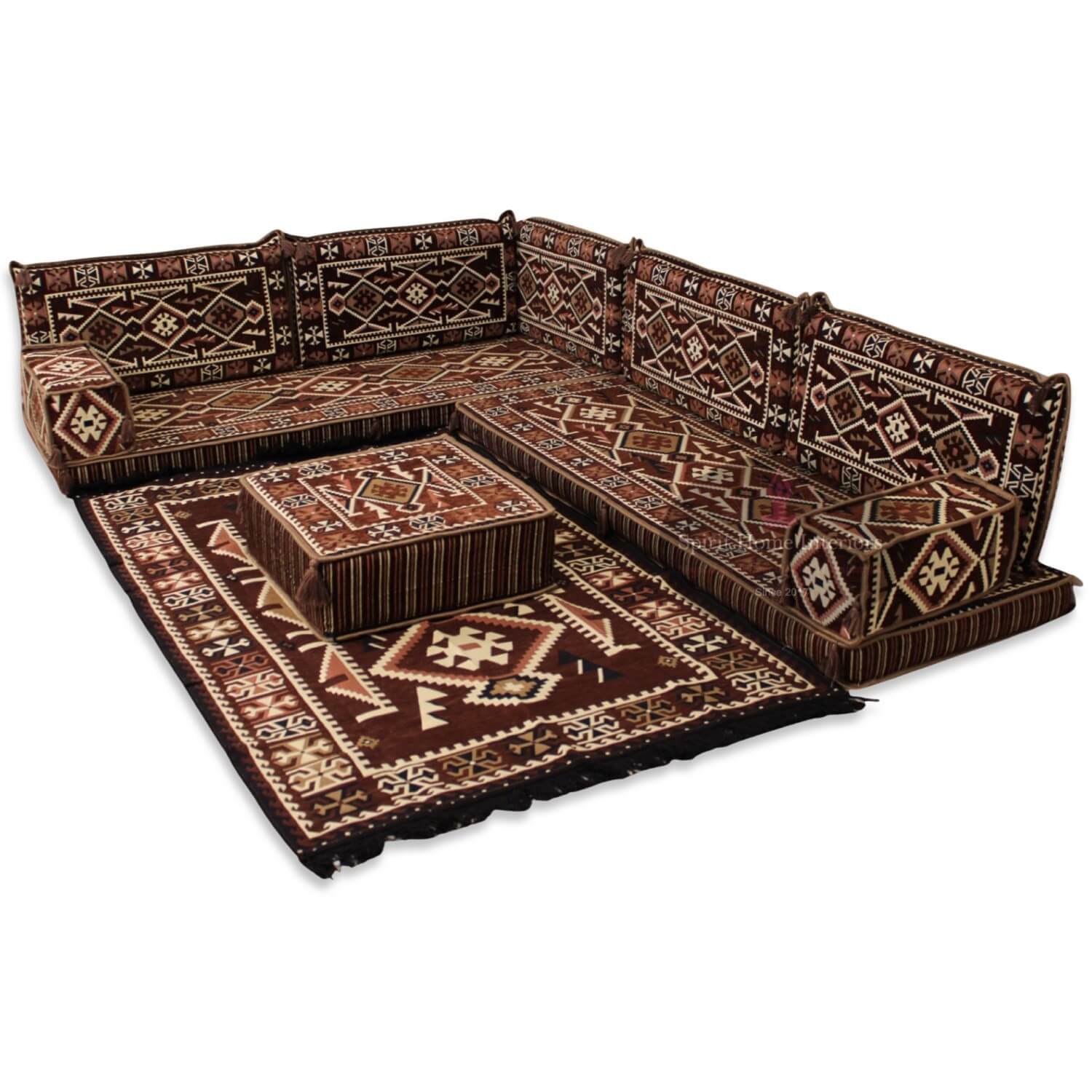 ANATOLIA Brown 11-Piece Majlis Corner Floor Sofa Set
