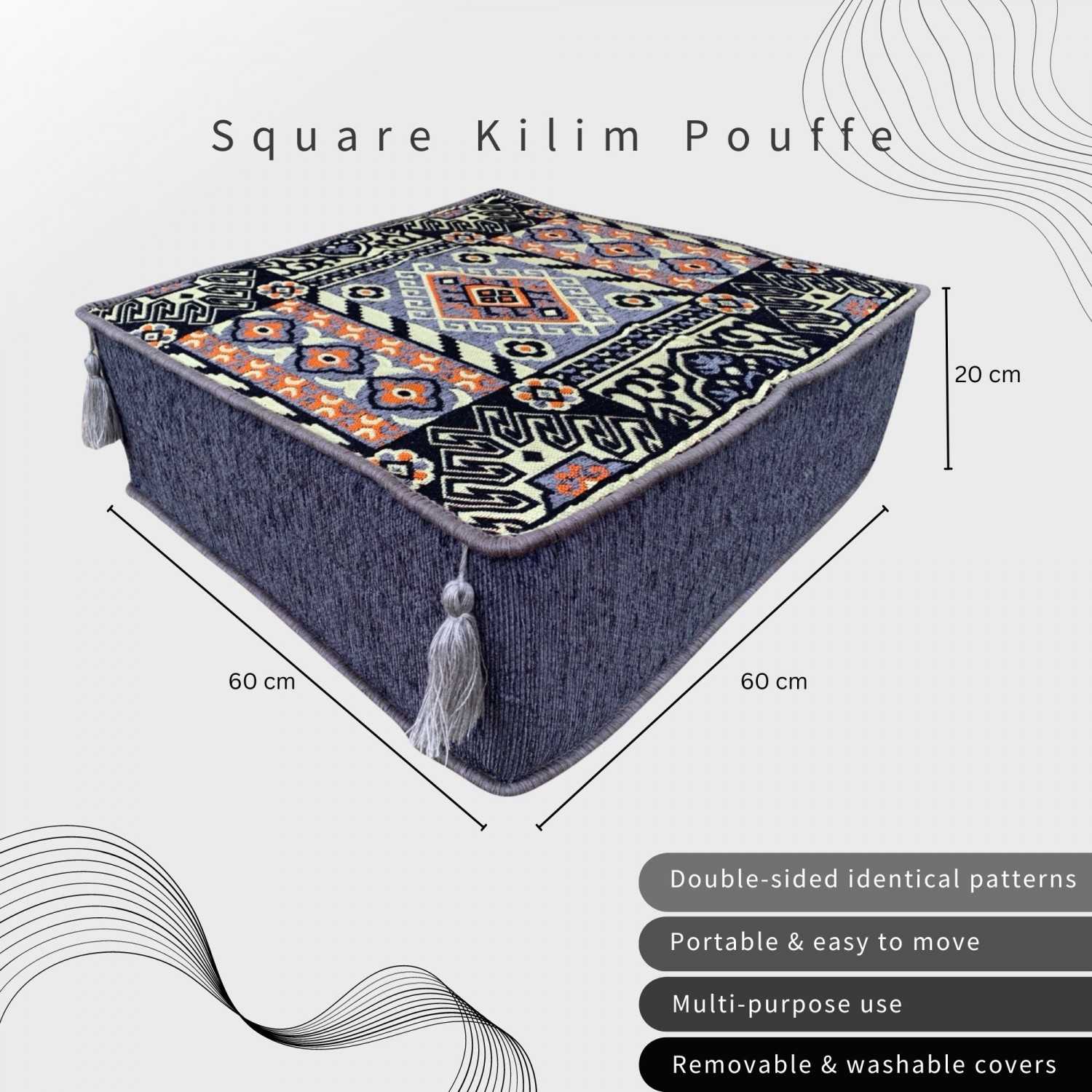 PERSIA 60 x 60 cm Square Pouffe