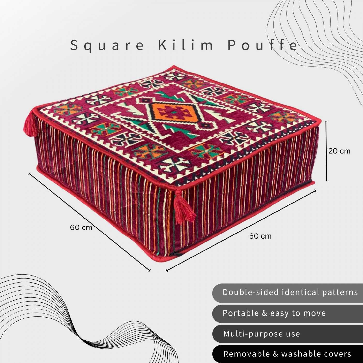 ANATOLIA 60 x 60 cm Square Pouffe