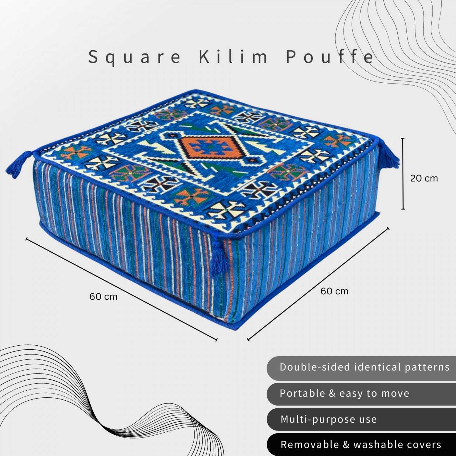 ANATOLIA 60 x 60 cm Square Pouffe