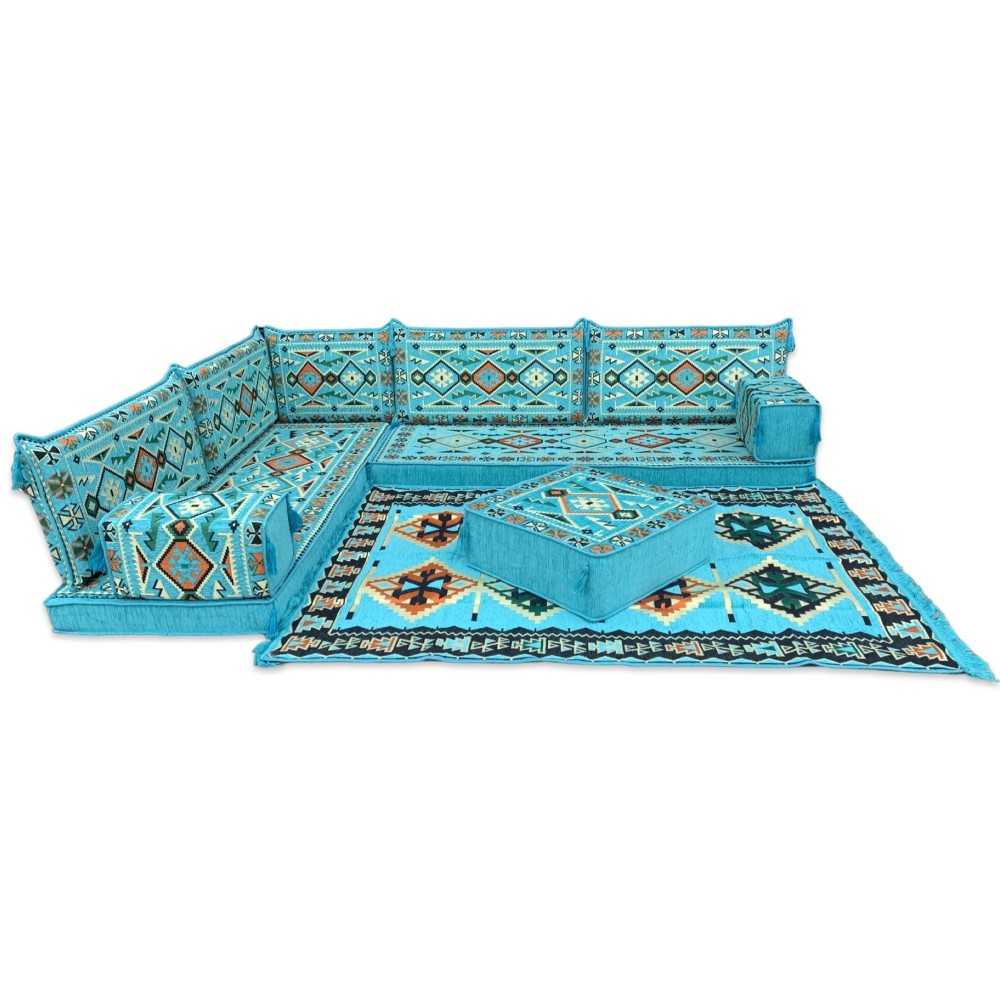ANATOLIA Turquoise 11-Piece Corner Floor Sofa Set