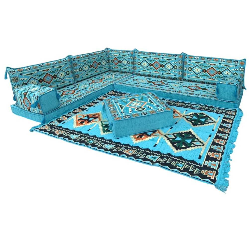 ANATOLIA Turquoise 11-Piece Corner Floor Sofa Set