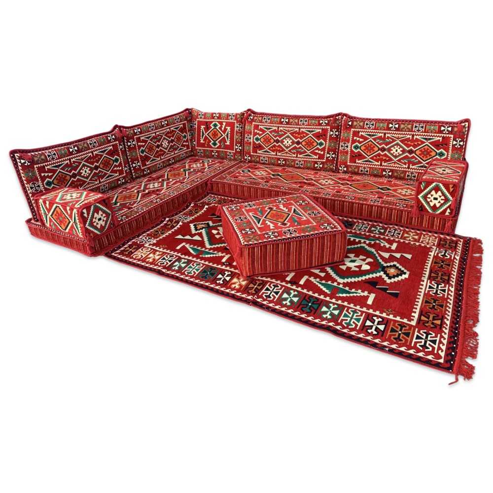 ANATOLIA Red 11-Piece Corner Floor Sofa Set