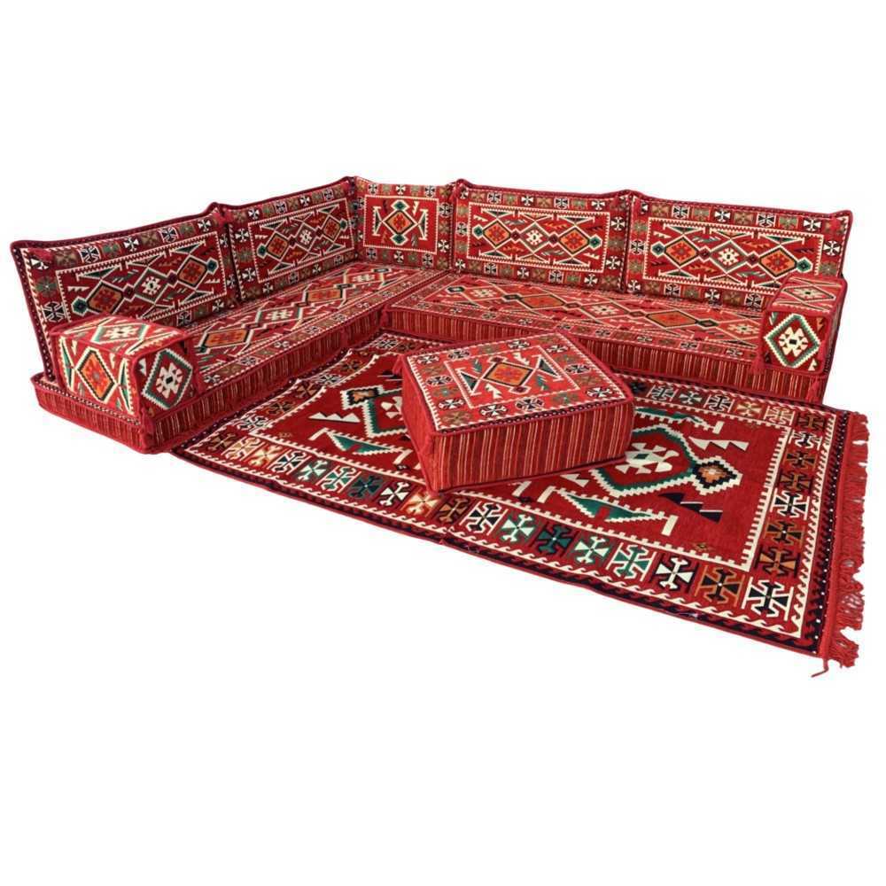 ANATOLIA Red 11-Piece Corner Floor Sofa Set