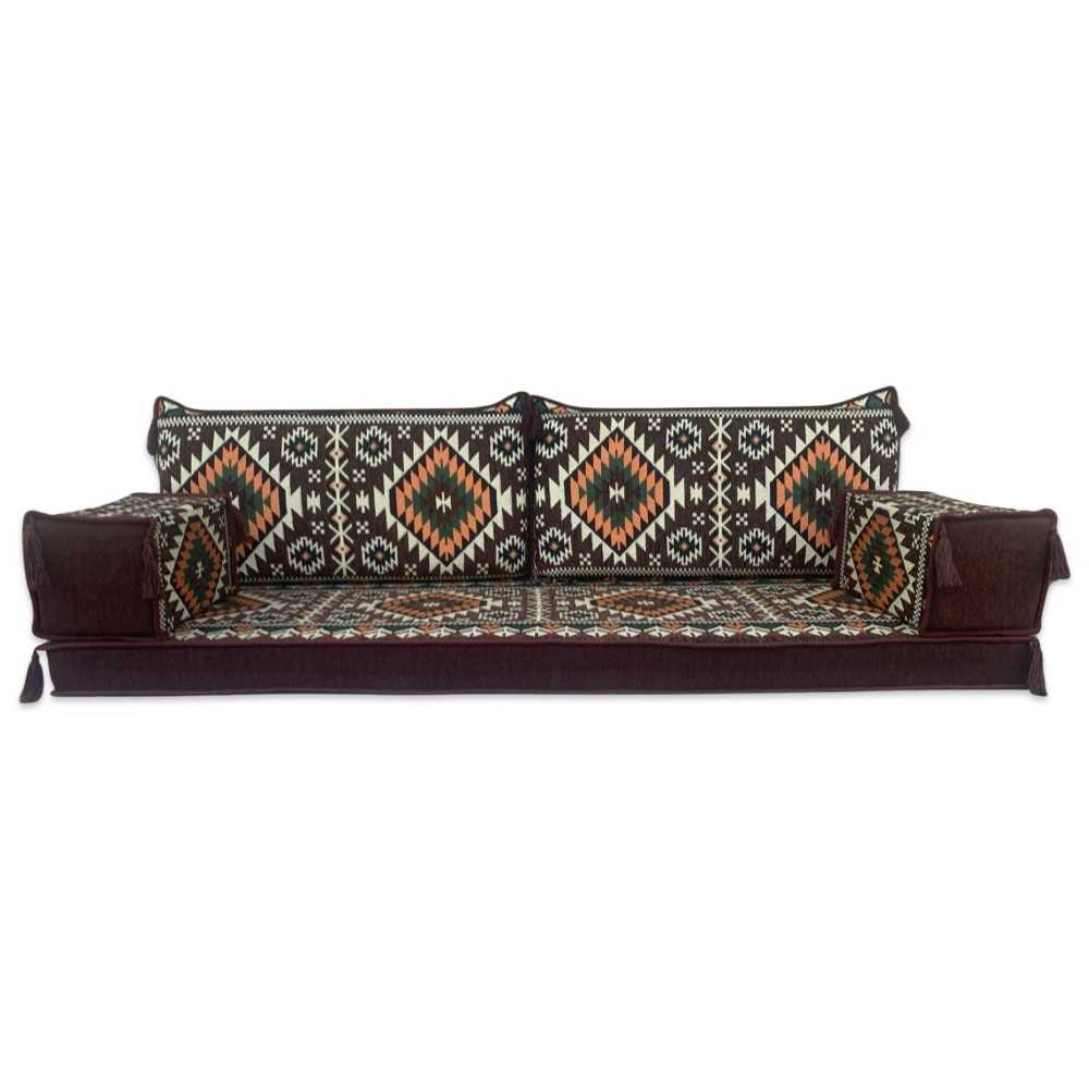 BABYLON Brown Three Seater Majlis Floor Sofa Set