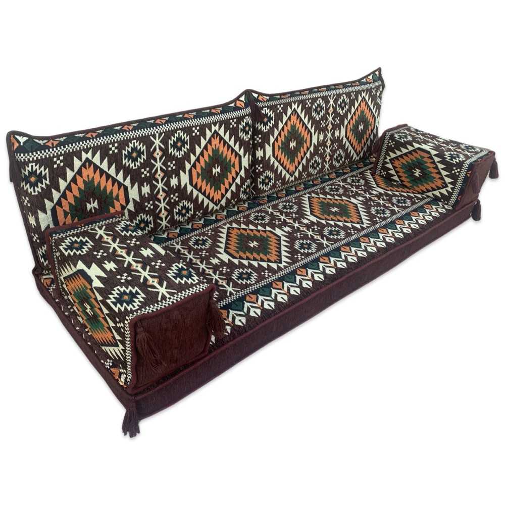 BABYLON Brown Three Seater Majlis Floor Sofa Set