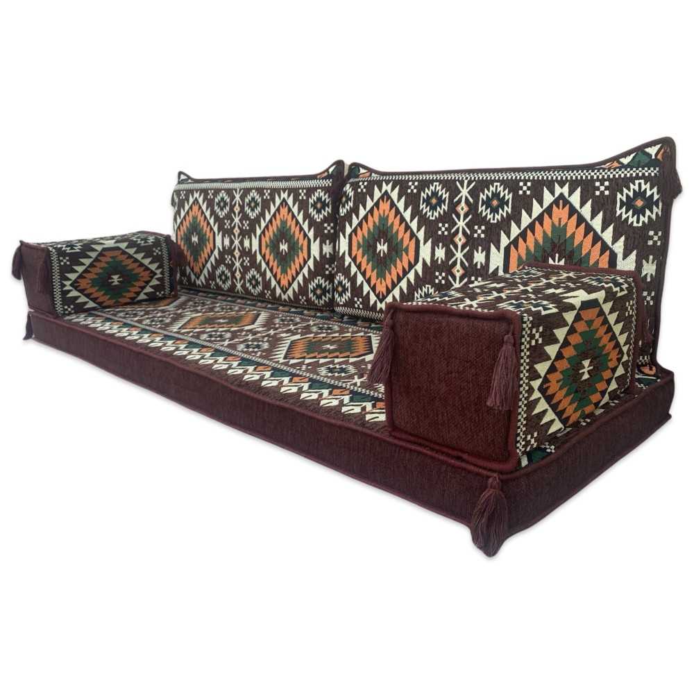 BABYLON Brown Three Seater Majlis Floor Sofa Set