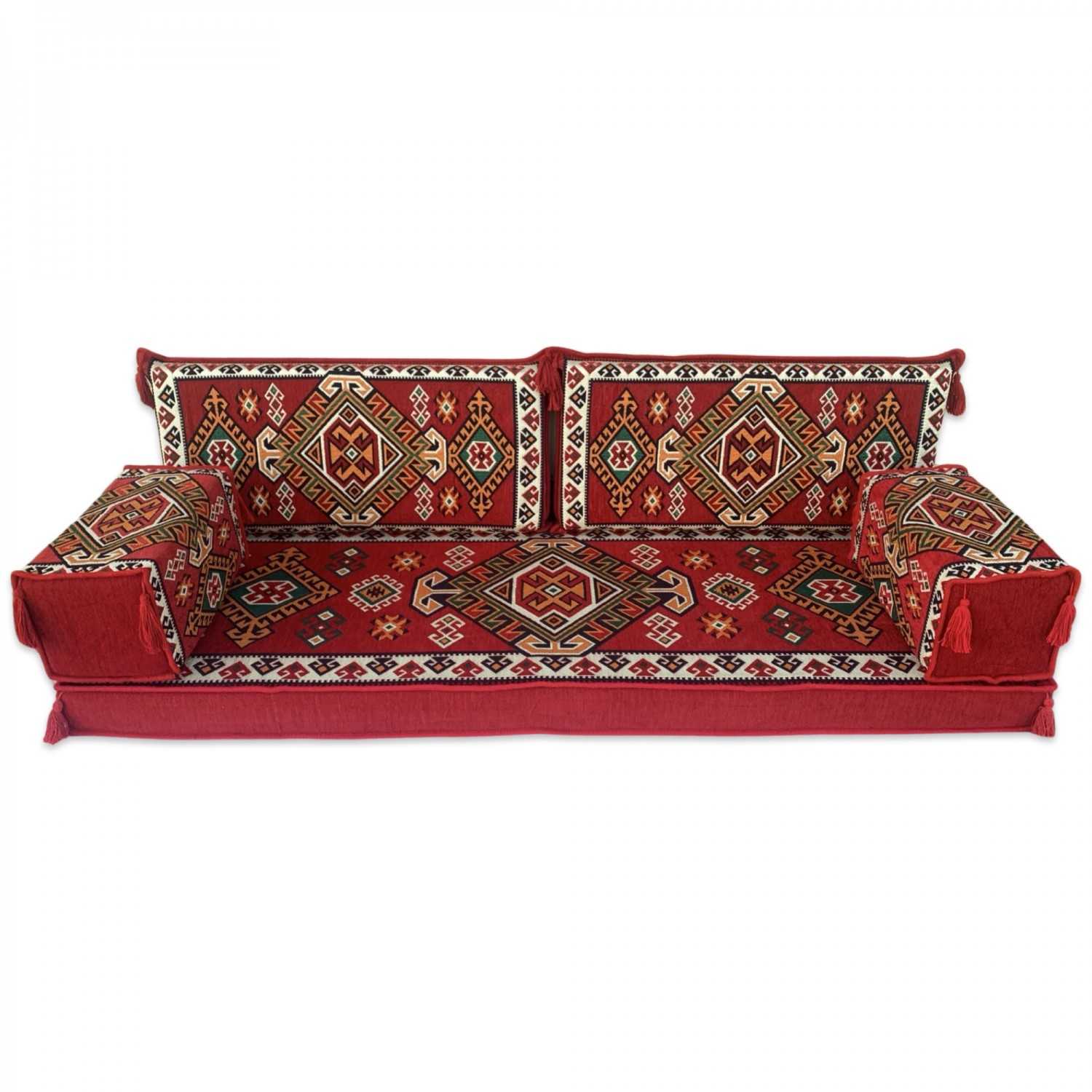 LUXOR Red Three Seater Majlis Floor Sofa Set