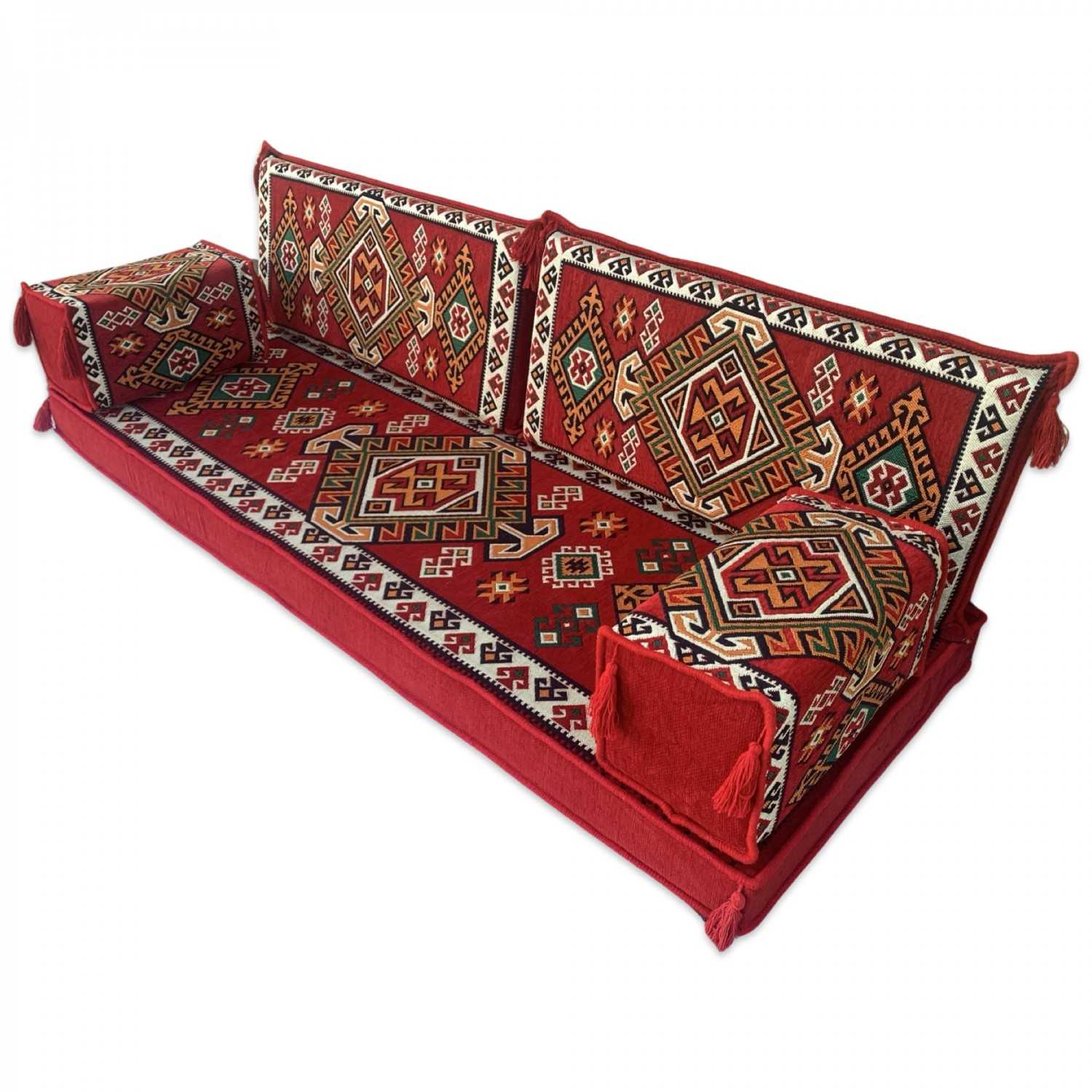 LUXOR Red Three Seater Majlis Floor Sofa Set