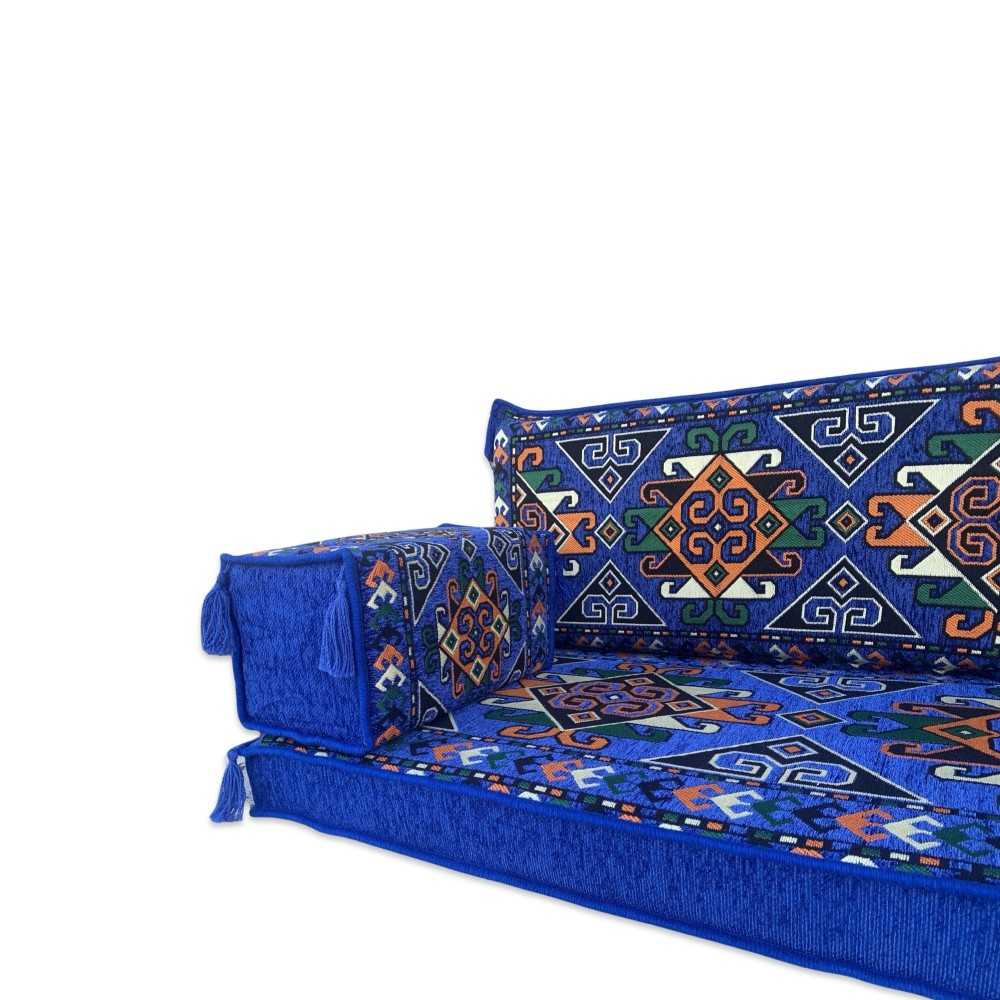 TIGRIS Blue Three Seater Majlis Floor Sofa Set