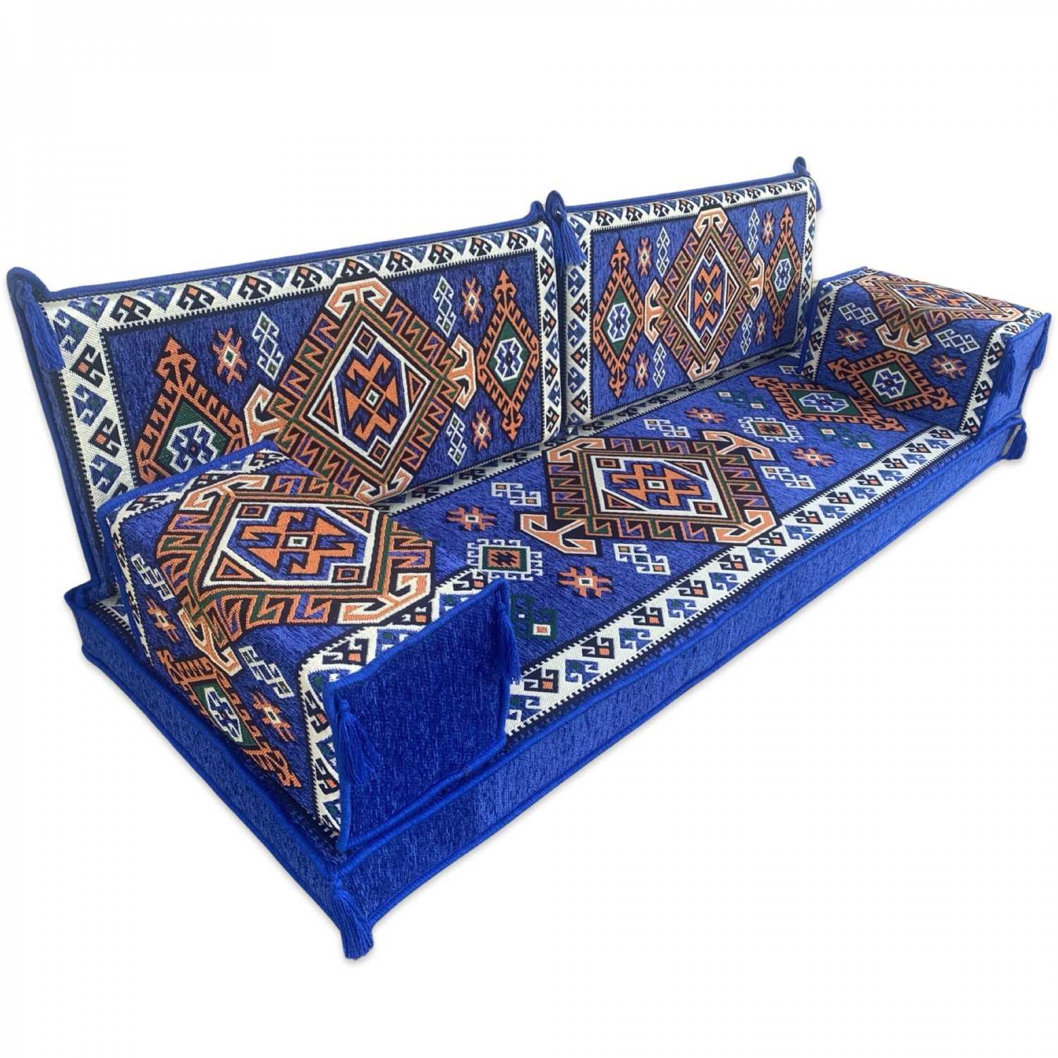 LUXOR Blue Three Seater Majlis Floor Sofa Set