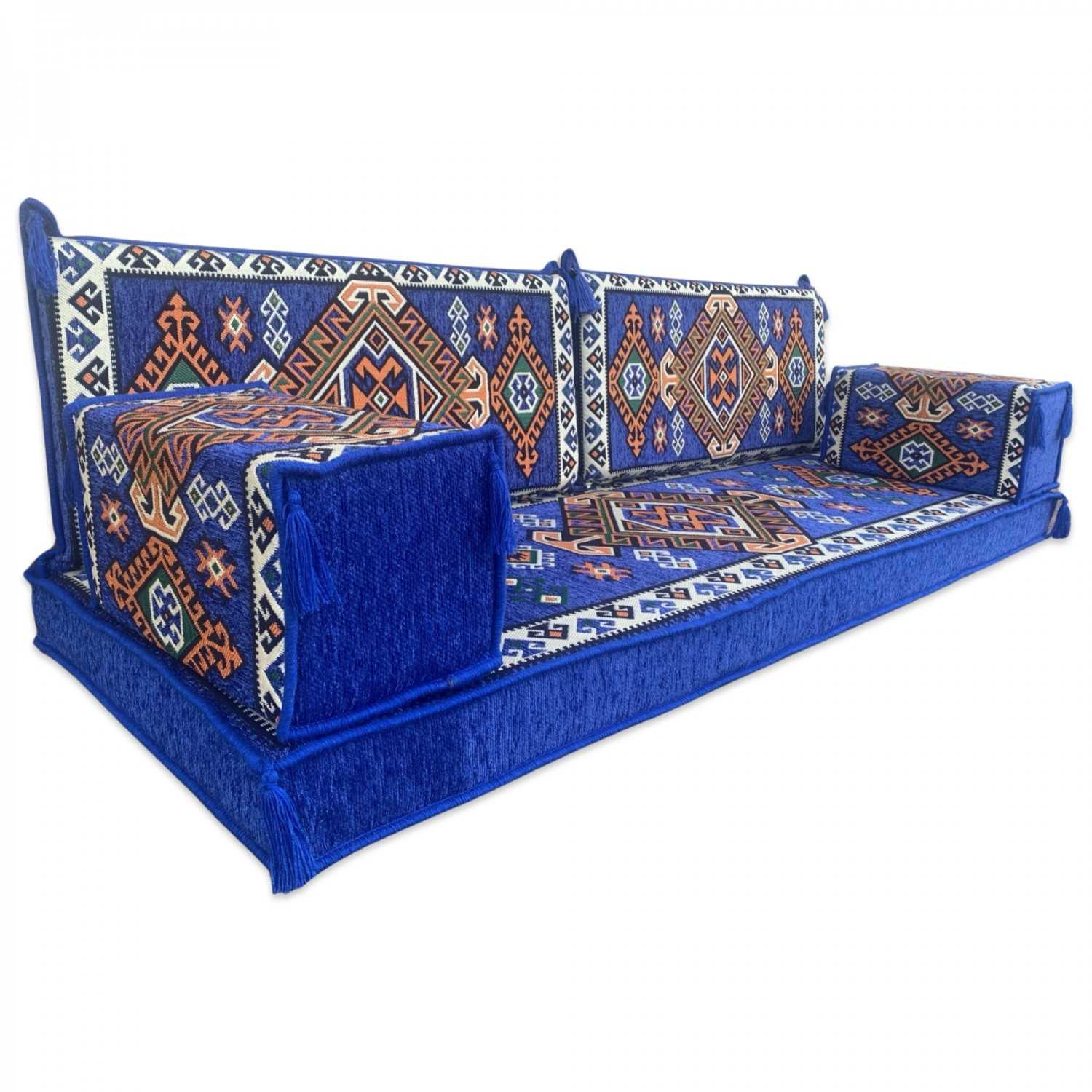 LUXOR Blue Three Seater Majlis Floor Sofa Set