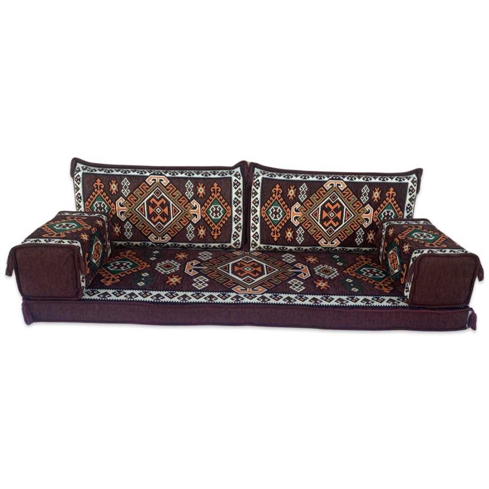 LUXOR Brown Three Seater Majlis Floor Sofa Set