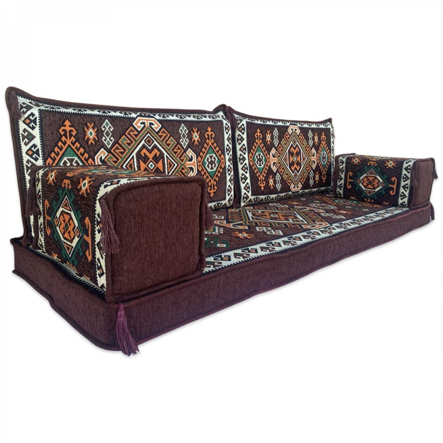 LUXOR Brown Three Seater Majlis Floor Sofa Set