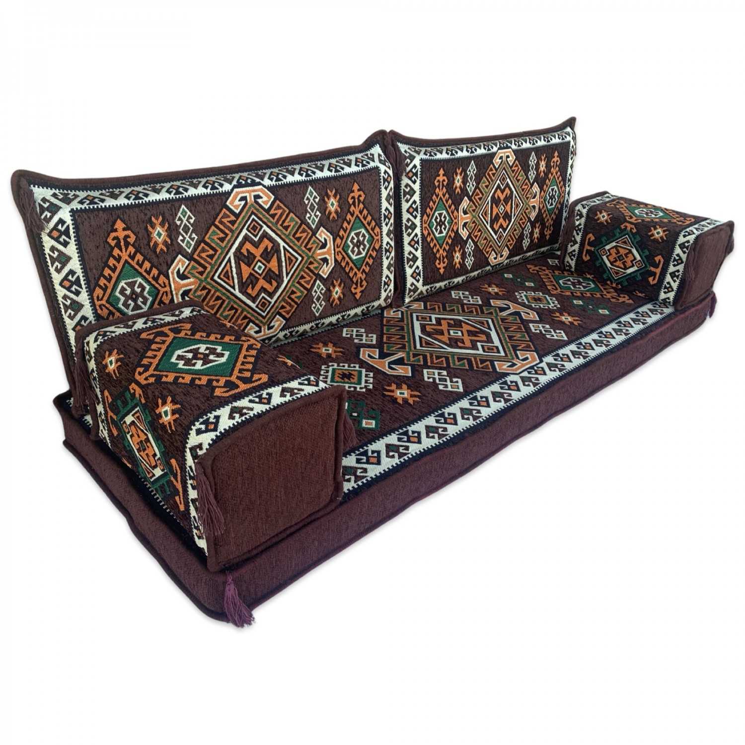 LUXOR Brown Three Seater Majlis Floor Sofa Set