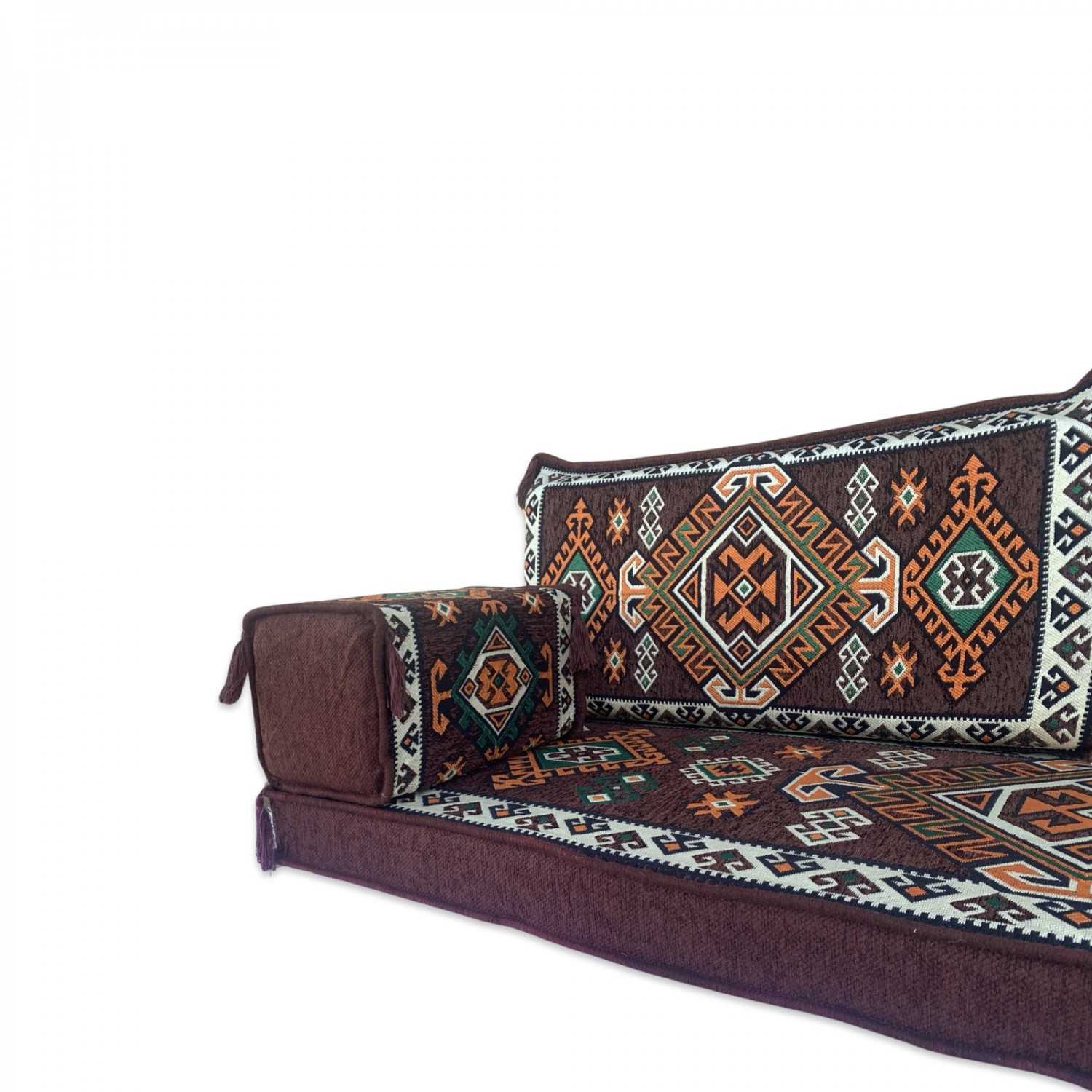 LUXOR Brown Three Seater Majlis Floor Sofa Set