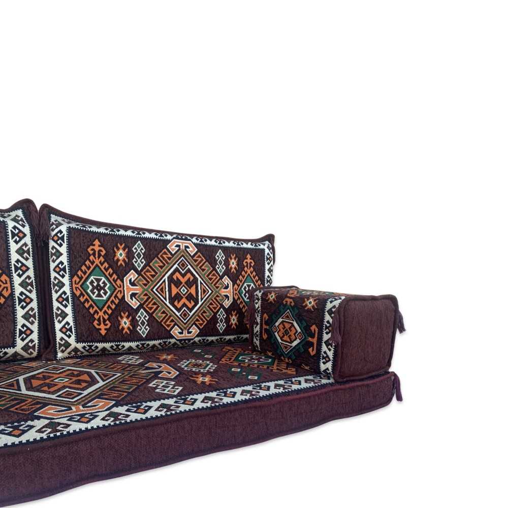 LUXOR Brown Three Seater Majlis Floor Sofa Set