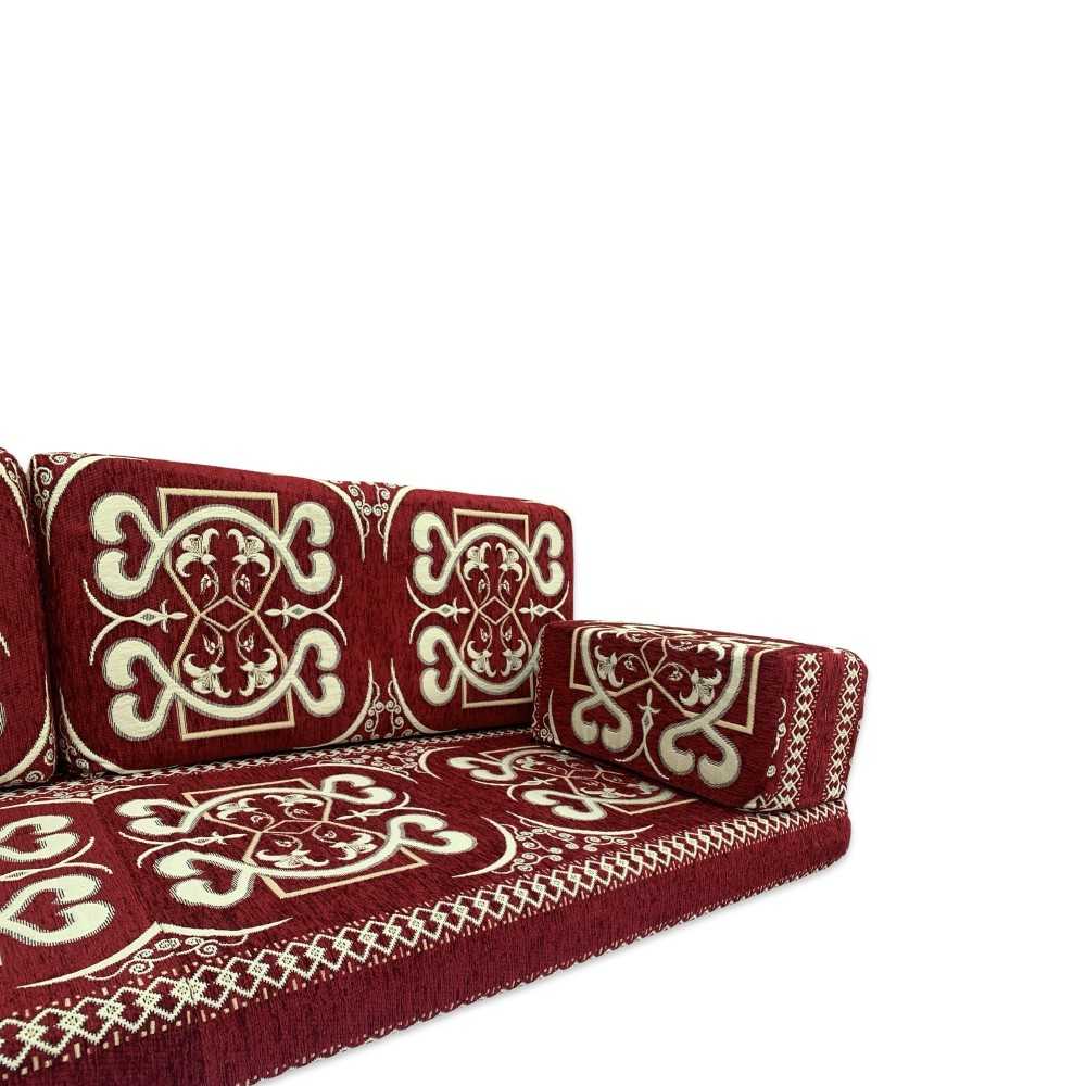 PALMERA Red Three Seater Majlis Floor Sofa Set