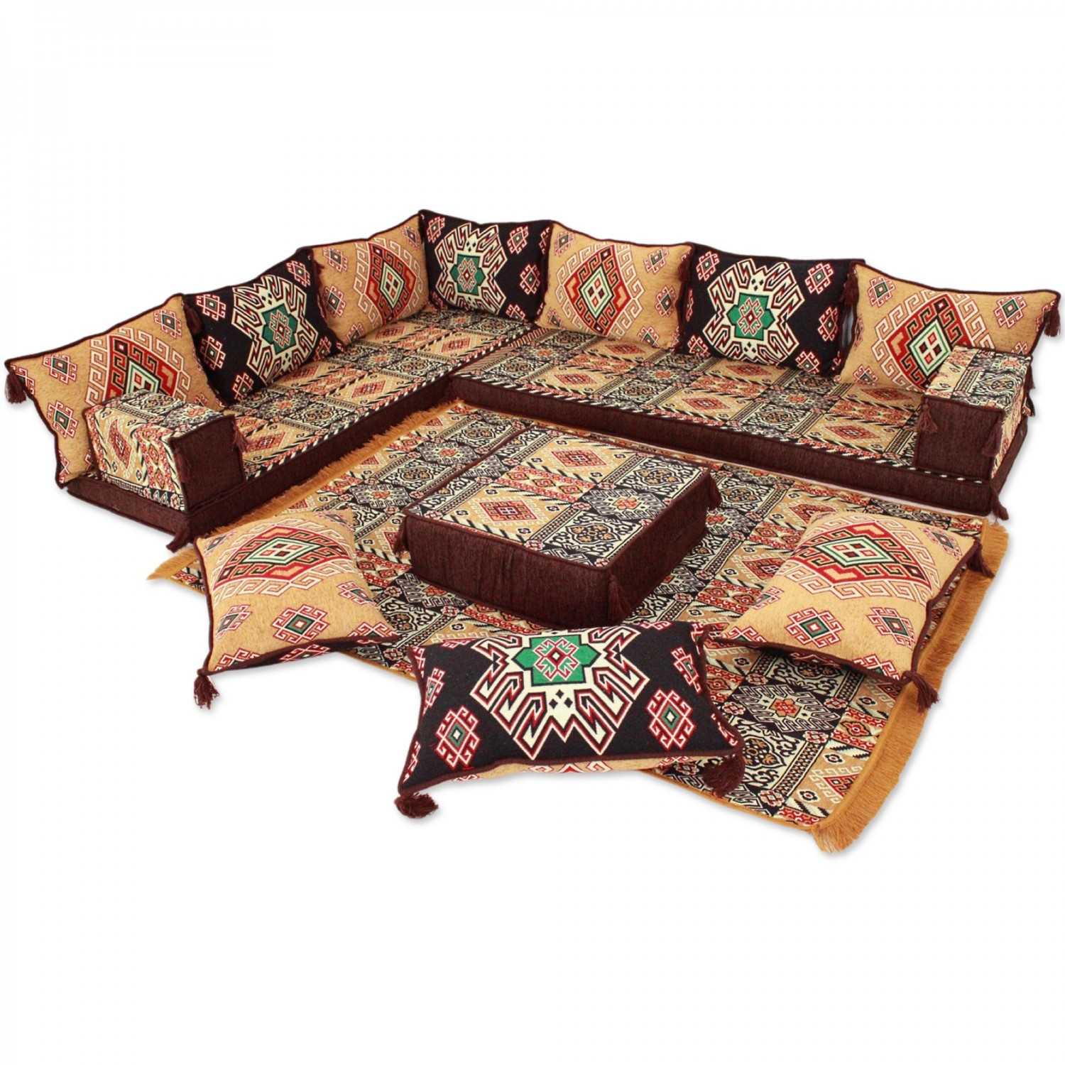 PERSIA Mustard Gold 14-piece Majlis Corner Floor Sofa Set