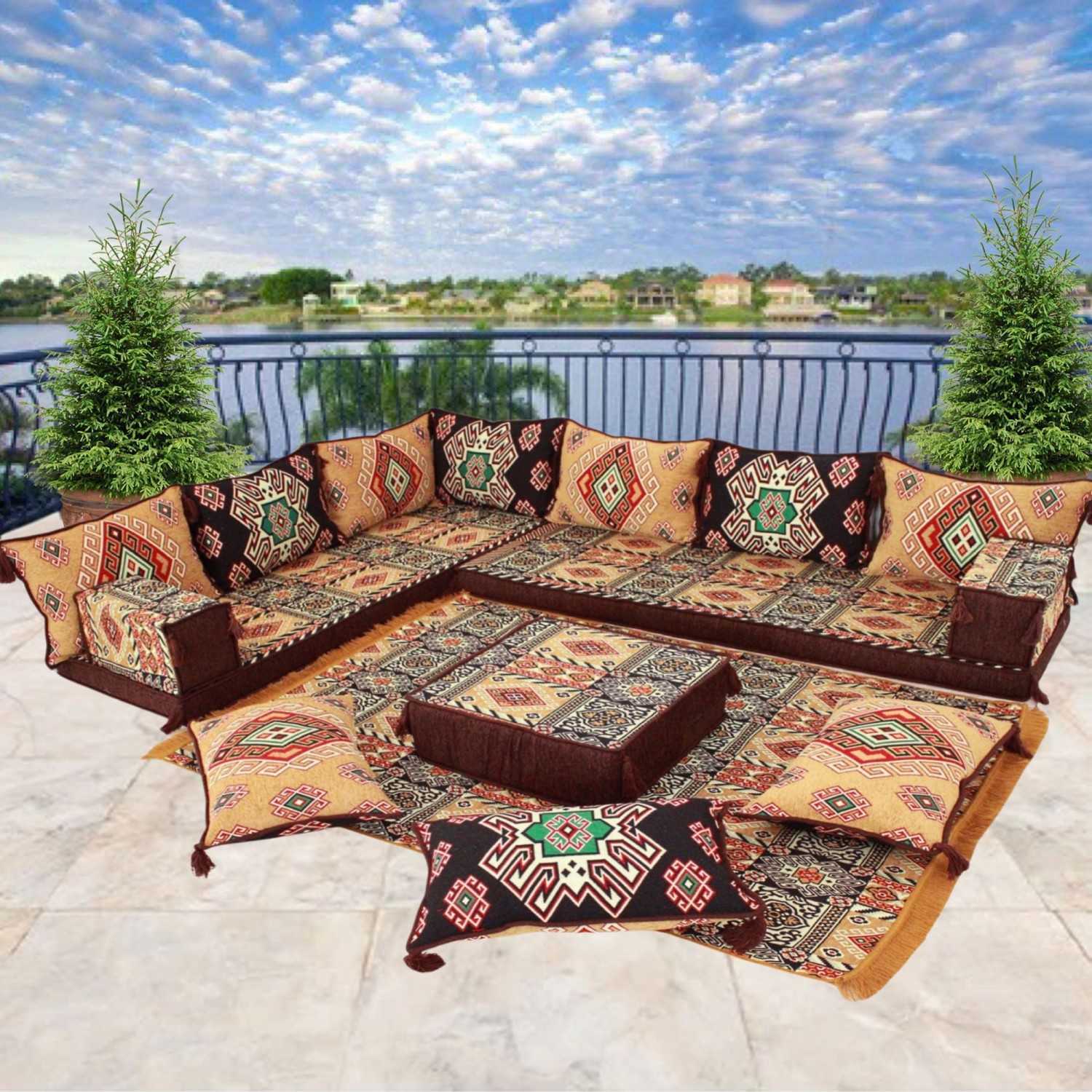 PERSIA Six Seater Corner Floor Sofa Set