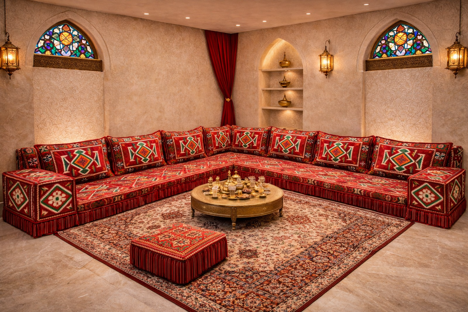 Corner Majlis sofa designed for smart seating in modern living rooms