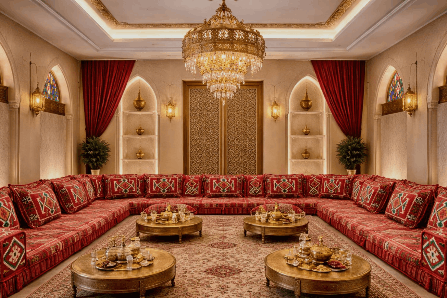 U-Shaped Arabic Majlis Sofa for spacious living rooms